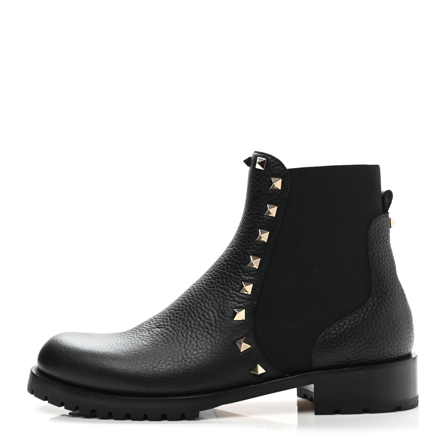 Valentino Garavani Calfskin Rockstud Beatle Chelsea 20mm Ankle Boots 38 Black 1 of 9