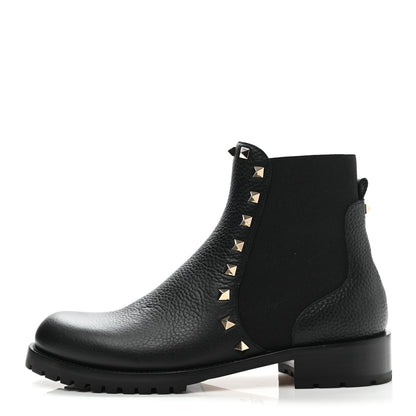 Valentino Garavani Calfskin Rockstud Beatle Chelsea 20mm Ankle Boots 38 Black 1 of 9