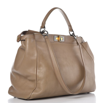 Fendi Vitello Saddle Ayers Large Peekaboo Iconic Satchel Argilla Saddle 4 of 23