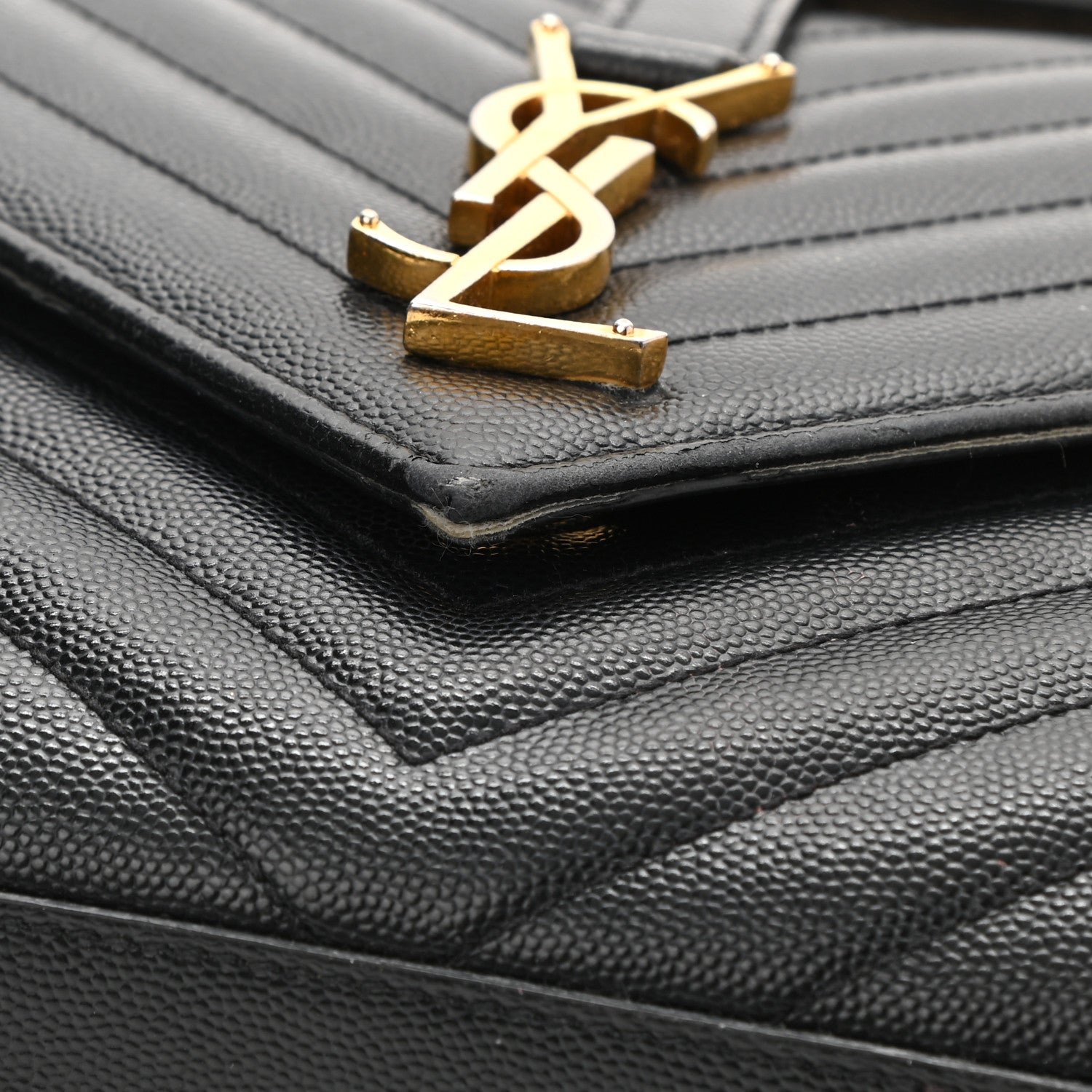 Saint Laurent Grain De Poudre Matelasse Chevron Medium Monogram Satchel Black 14 of 19