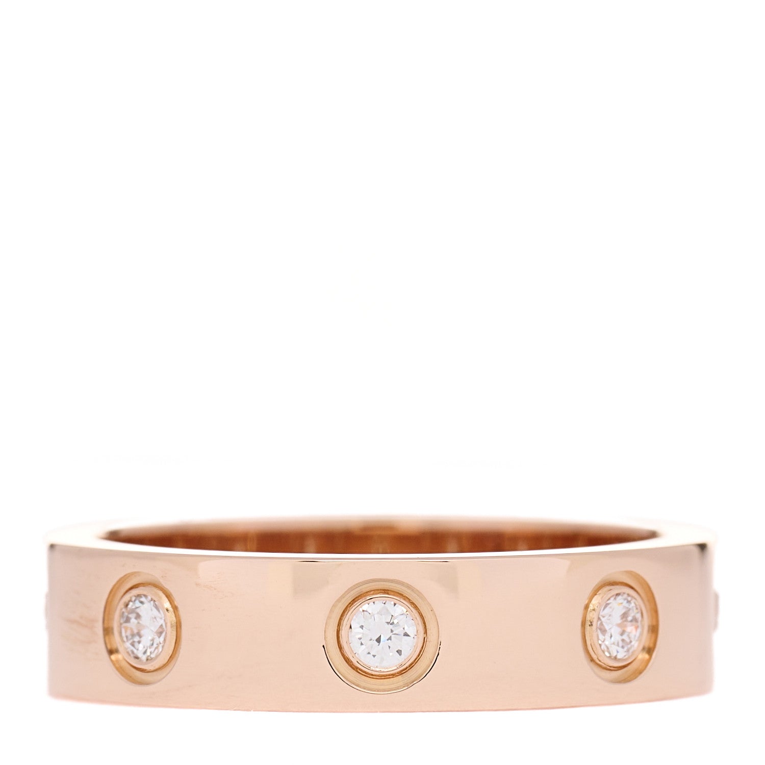 Cartier 18K Pink Gold 8 Diamond 4mm LOVE Wedding Band Ring 46 3.75 1 of 4