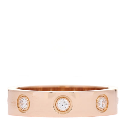 Cartier 18K Pink Gold 8 Diamond 4mm LOVE Wedding Band Ring 46 3.75 1 of 4