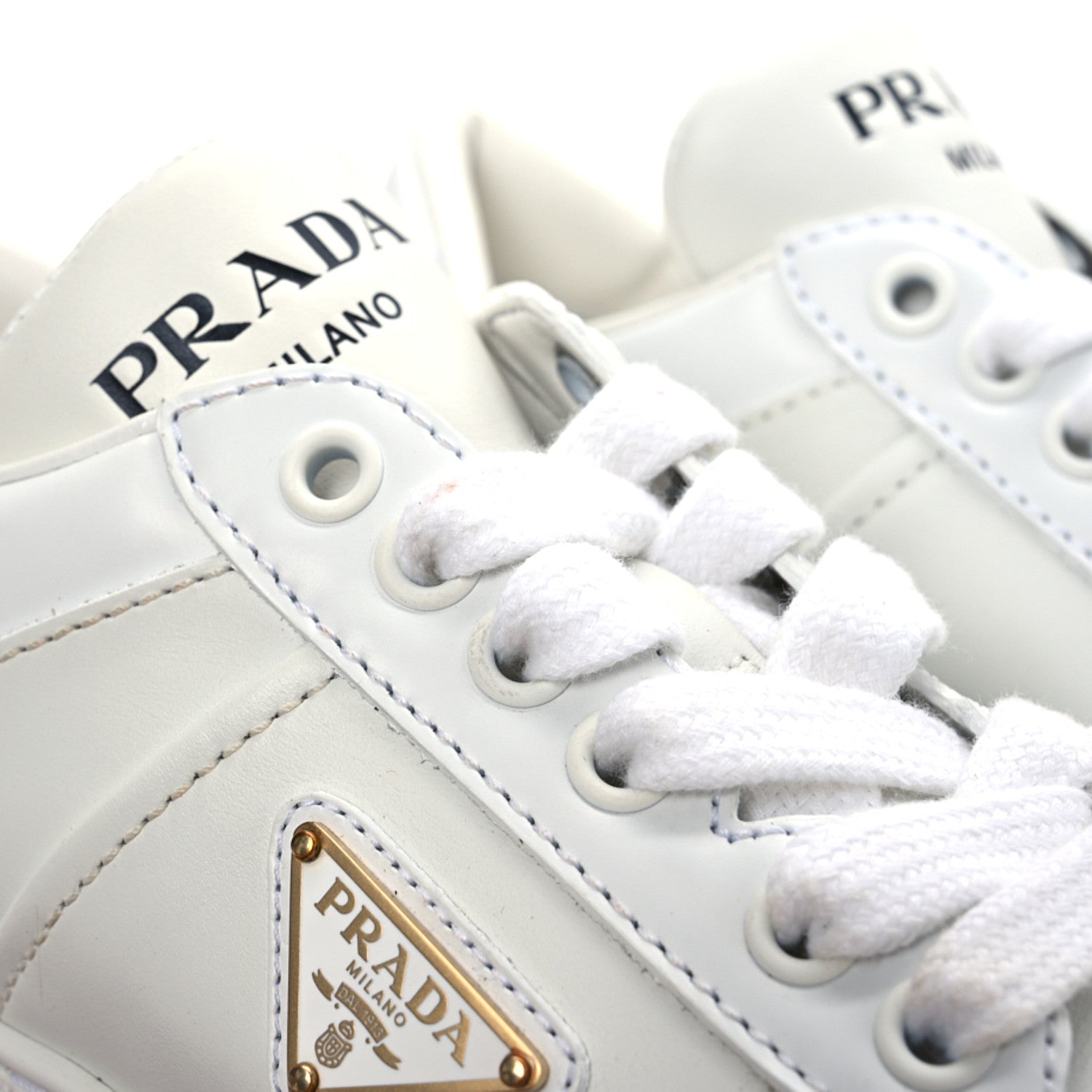 Prada Vitello Rois Triangle Womens Downtown Platform Low Top Sneakers 36.5 White 28 of 28