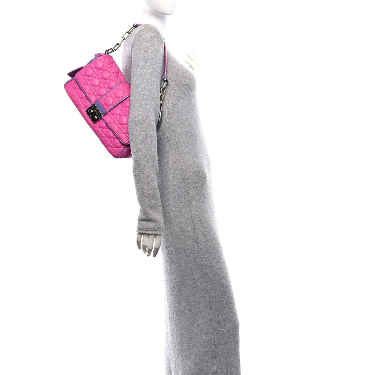 Lambskin Cannage New Lock Flap Pink Purple