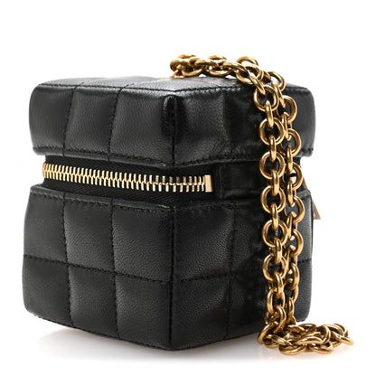 Saint Laurent Lambskin Cassandre Matelasse Carre Mini Cube On Chain Black 3 of 7