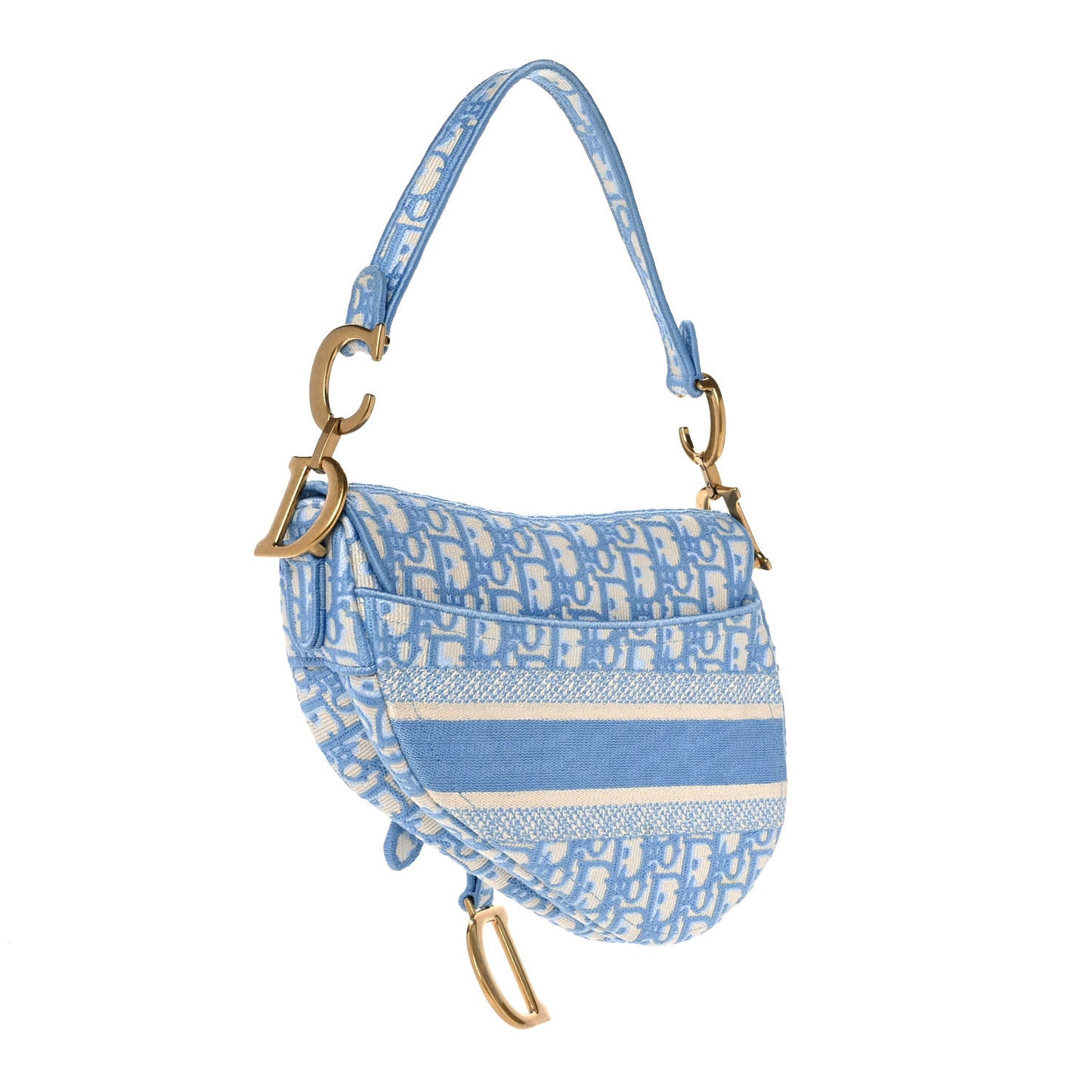 Oblique Embroidered Saddle Bag Cornflower Blue