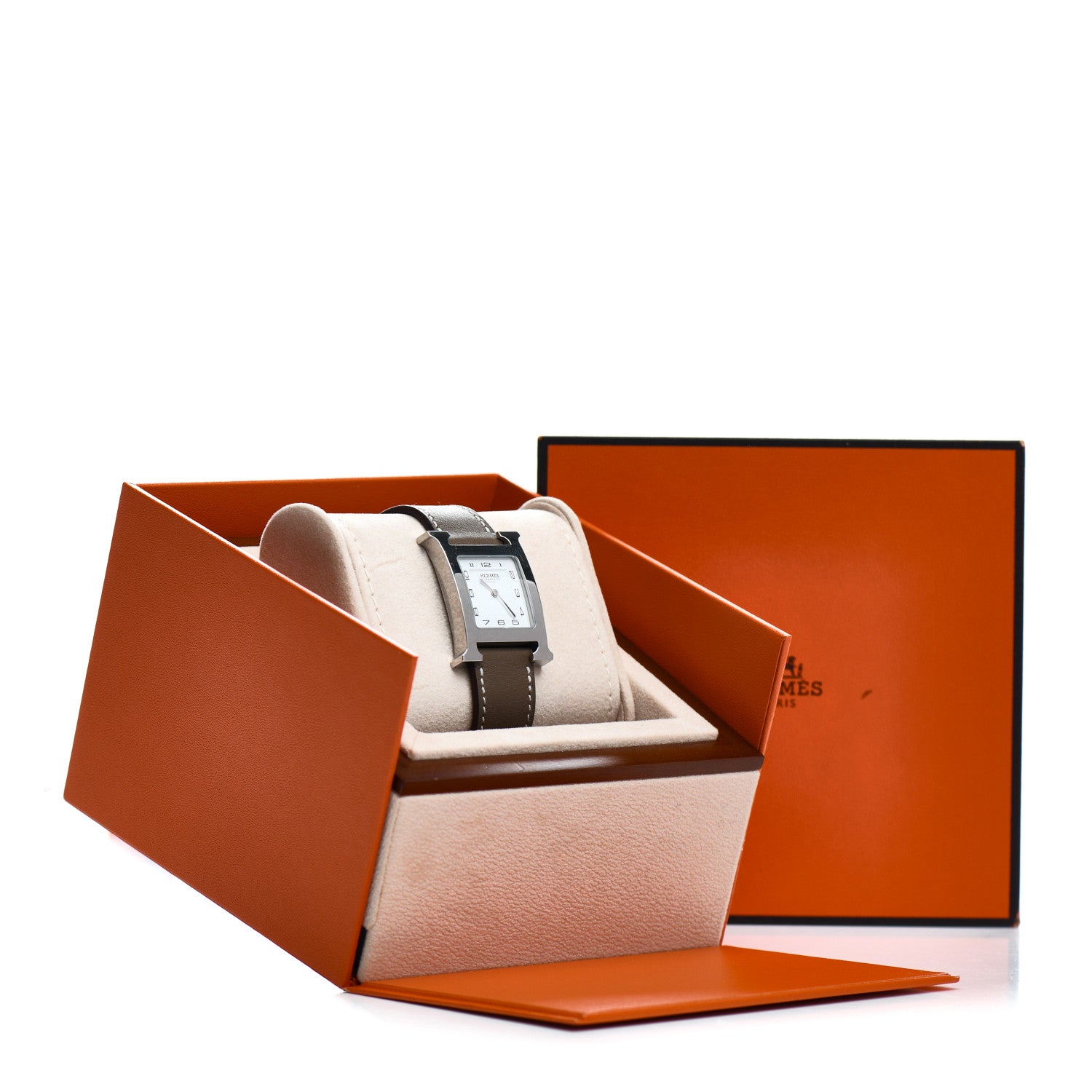 Hermes Stainless Steel Swift 26mm Heure H Hour Quartz Watch Etoupe 5 of 5