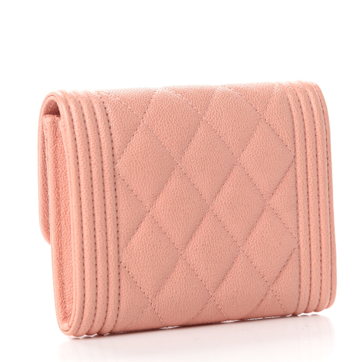 Chanel Caviar Quilted Boy Card Holder Wallet Light Pink 3 of 9