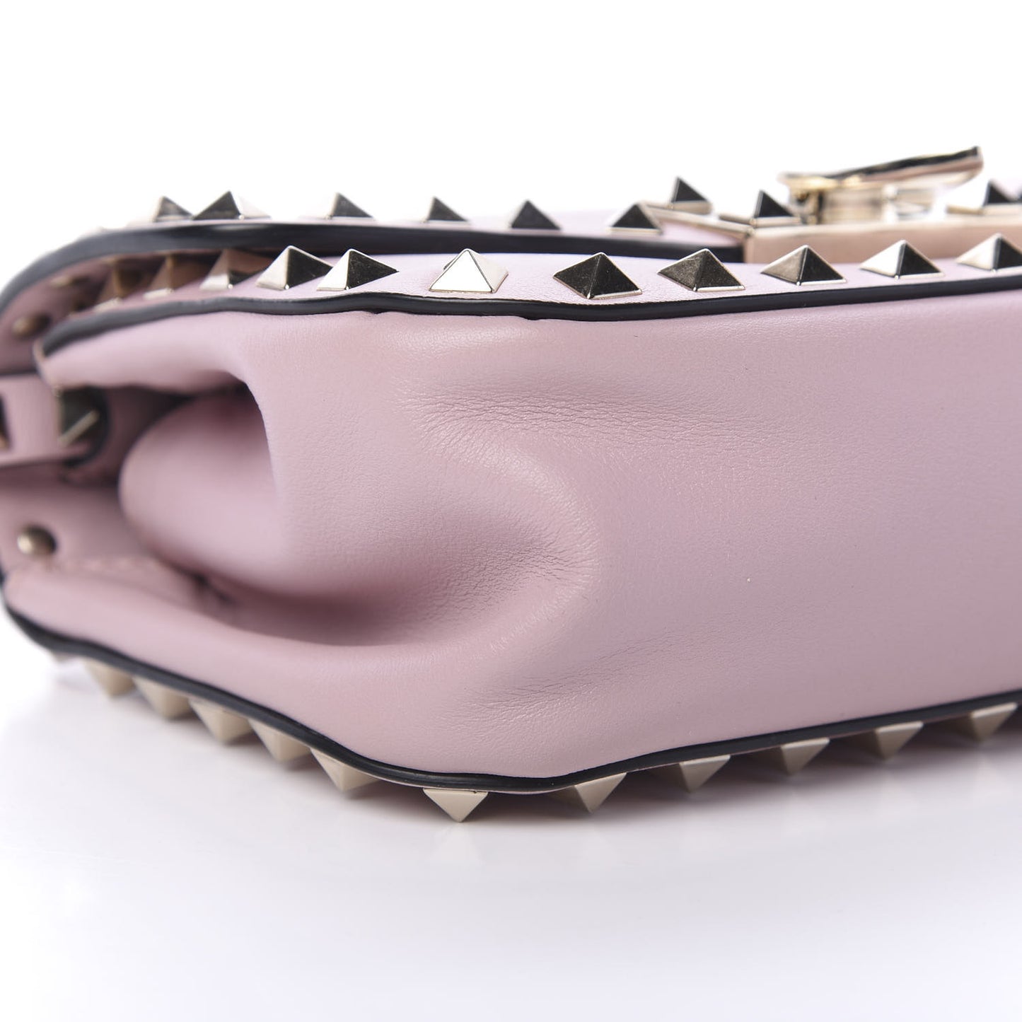 Vitello Mini Rockstud Flap Saddle Crossbody Bag Water Rose
