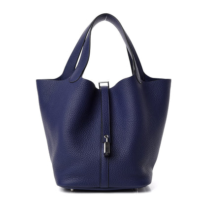 Hermes Taurillon Clemence Picotin Lock 22 MM Bleu Encre 1 of 8