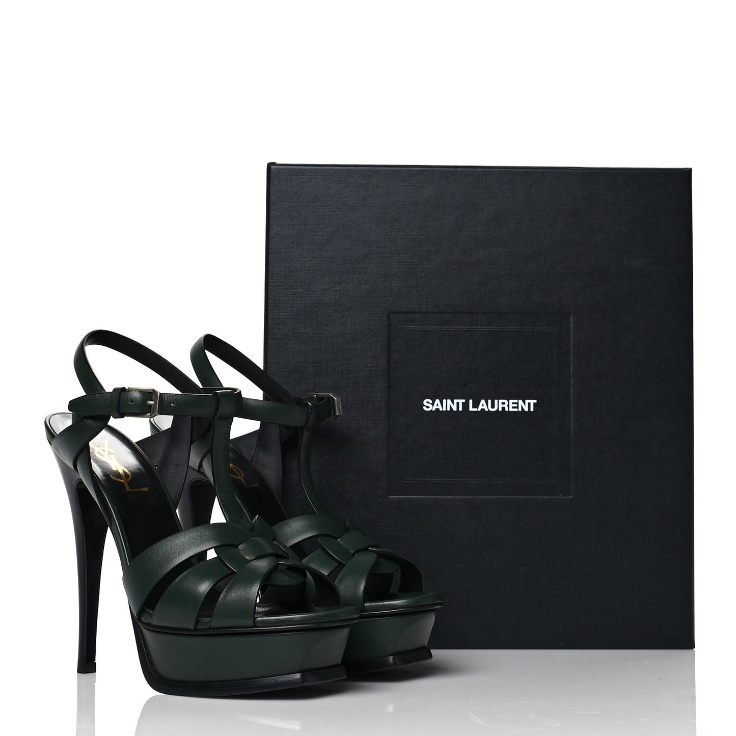 Calfskin Tribute 105 Platform Sandals 36.5 New Vert Fonce