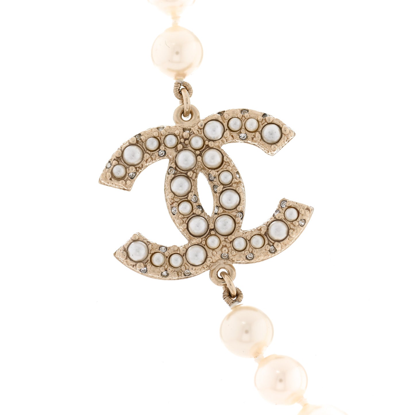 Pearl CC 100th Anniversary Necklace Light Gold