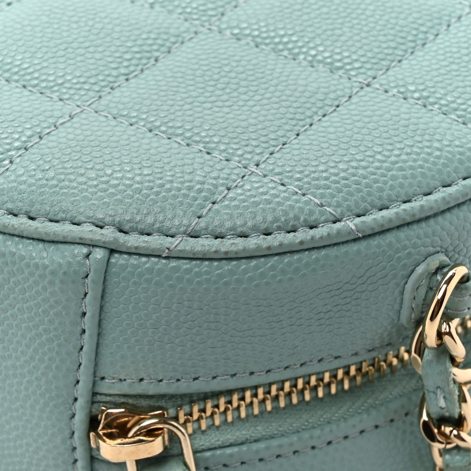 Chanel Caviar Quilted Round Clutch With Chain Light Blue 14 of 14