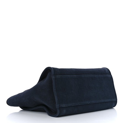 Chanel Mixed Fibers Calfskin Medium Deauville Tote Navy Blue 4 of 12