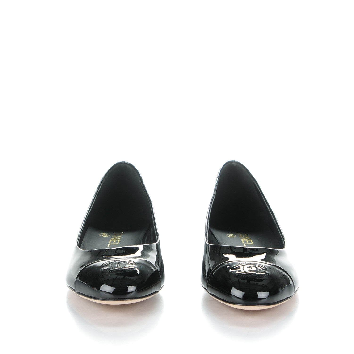 Chanel Patent Calfskin CC Cap Toe Flats 38 Black 2 of 7