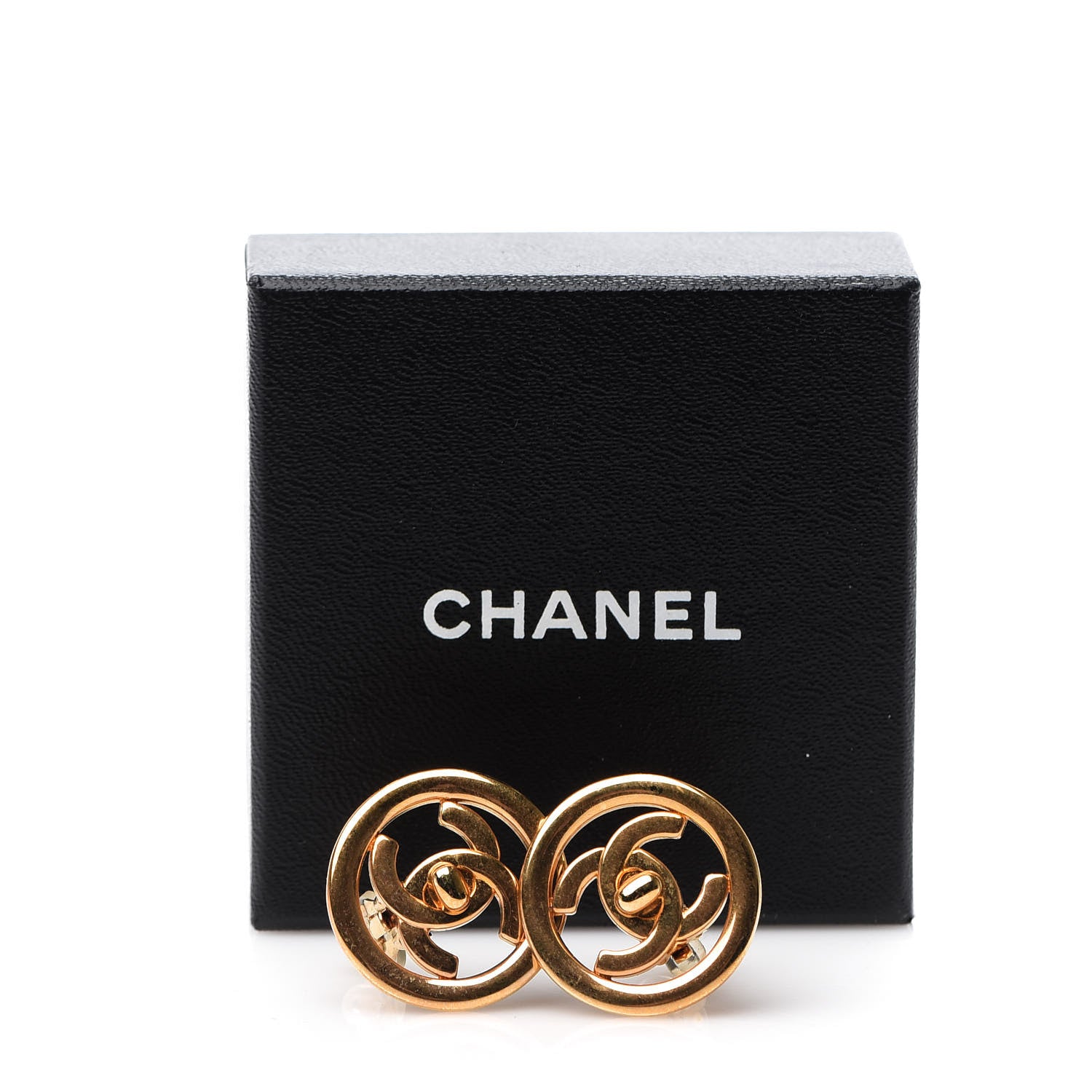 Chanel CC Turn Lock Large Clip On Earrings Gold 5 of 5