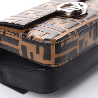 Fendi Vitello Dolce F is Fendi FF Embossed Micro Double Baguette Tobacco Black 7 of 11