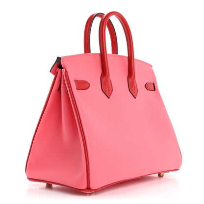 Hermes Epsom Horseshoe Birkin 25 Rose Azalee Rouge Casaque 3 of 11