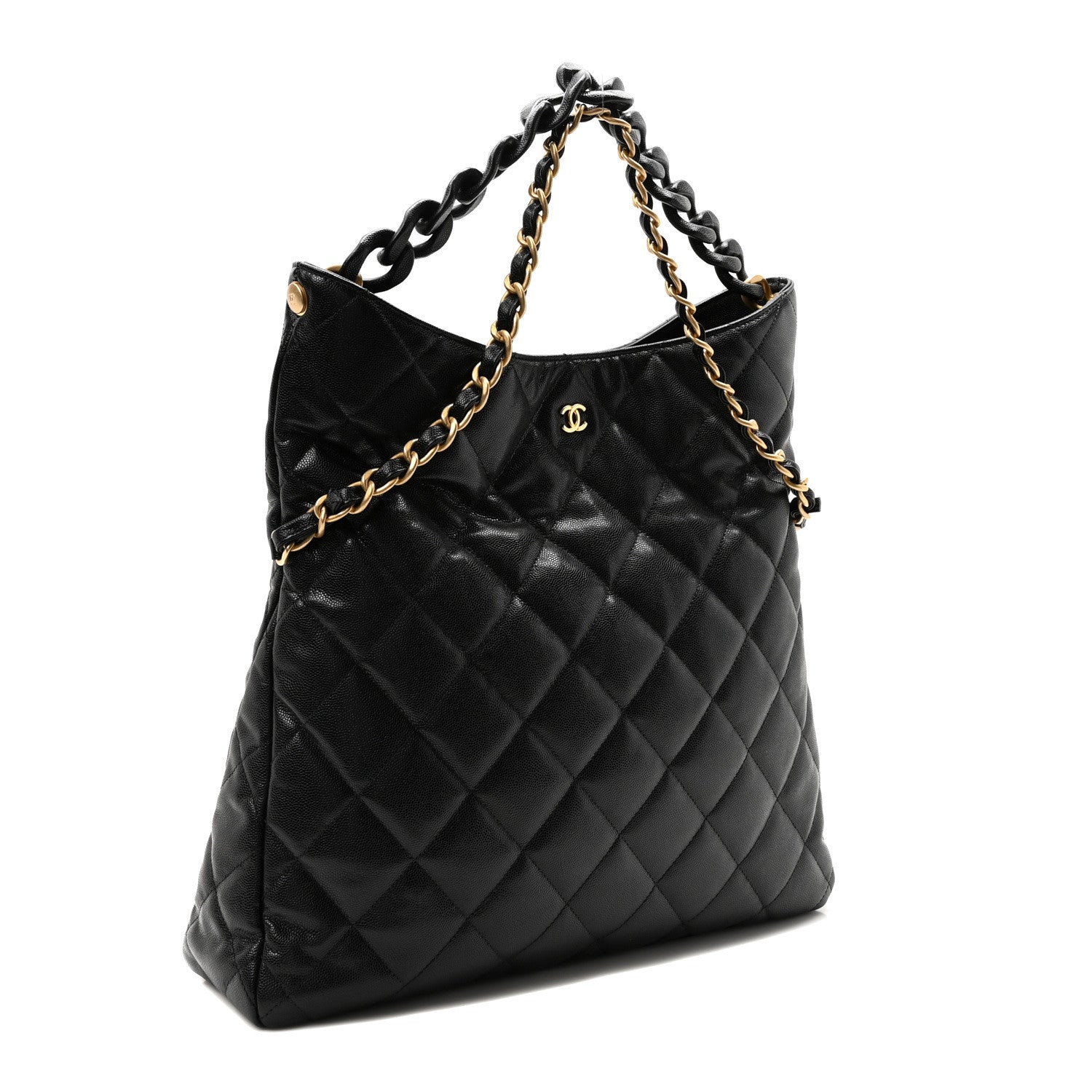 Chanel Caviar Quilted Fold Over Hobo Black 3 of 10