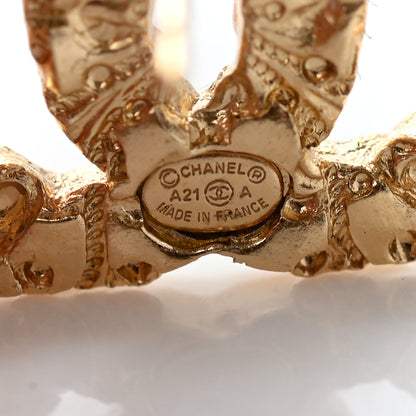 Chanel Metal Textured CC Earrings Gold 8 of 10