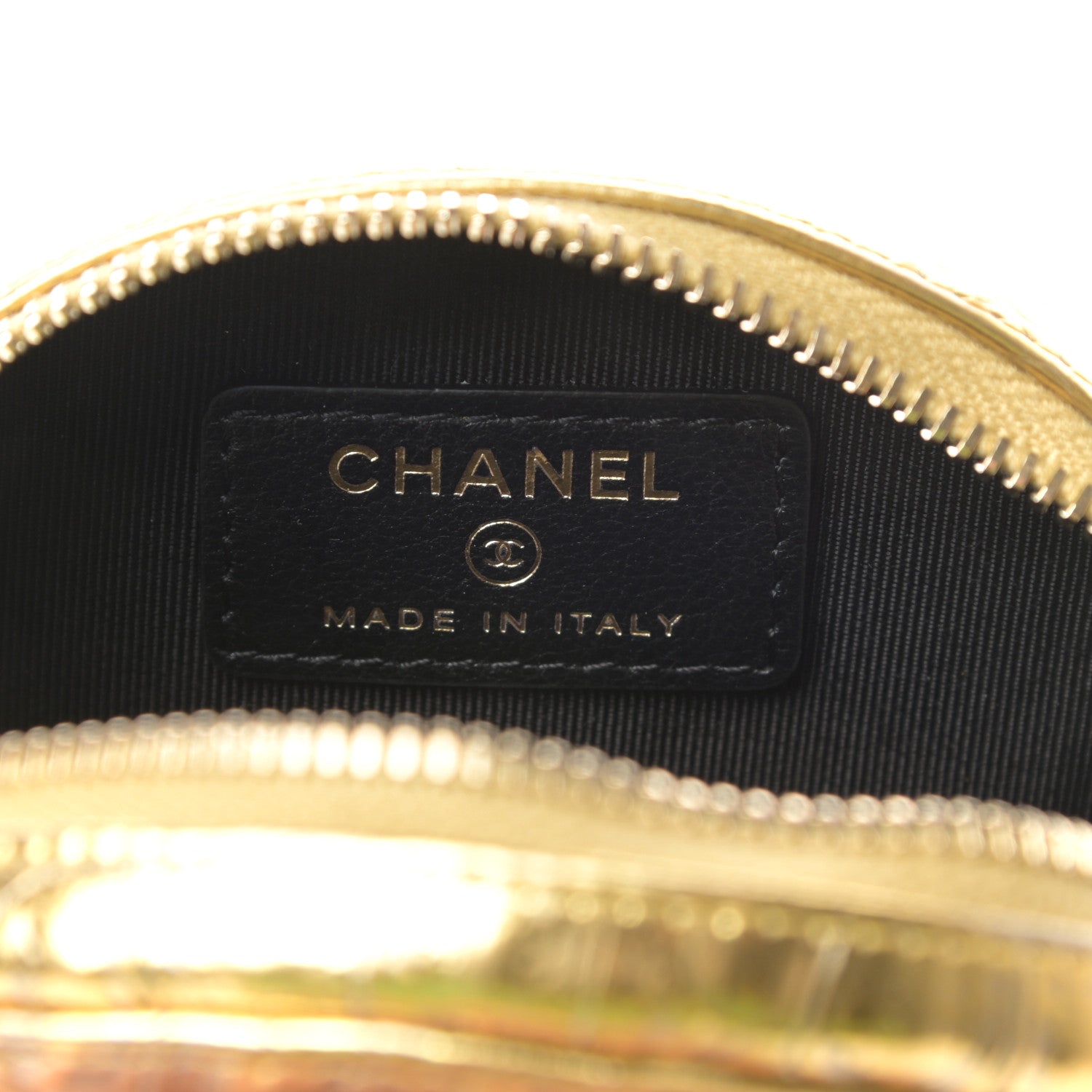 Chanel Metallic Calfskin Crocodile Embossed Cocodile Cosmetic Case Gold 6 of 8