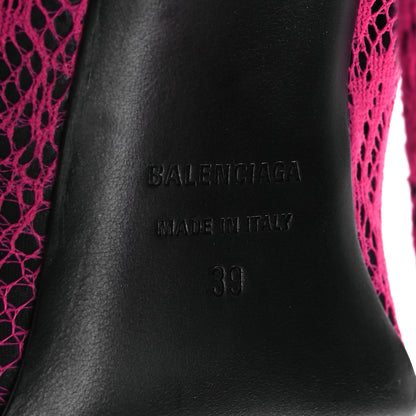 Balenciaga Lace Jersey Pantaleggings Pointed Toe Knife Thigh High Boots 39 Black Pink 8 of 10