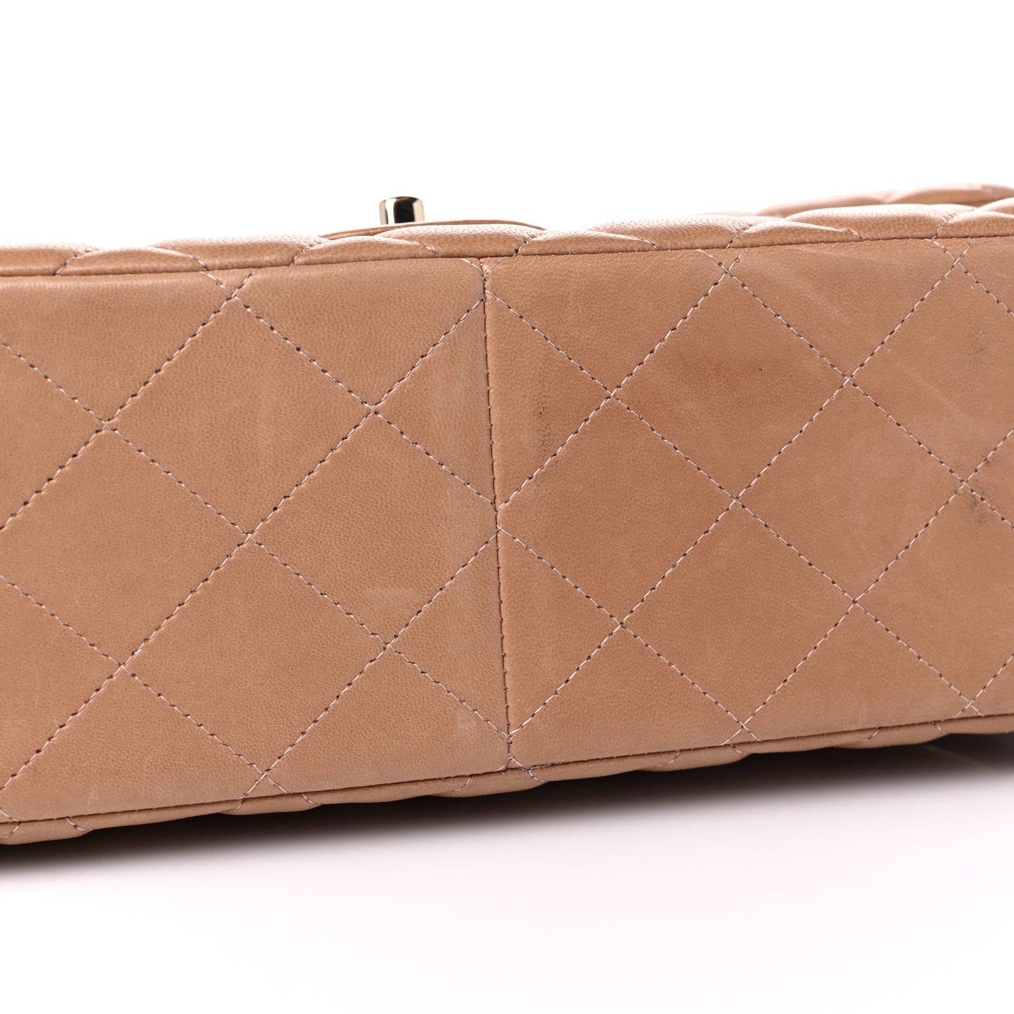 Lambskin Quilted Jumbo Double Flap Dark Beige