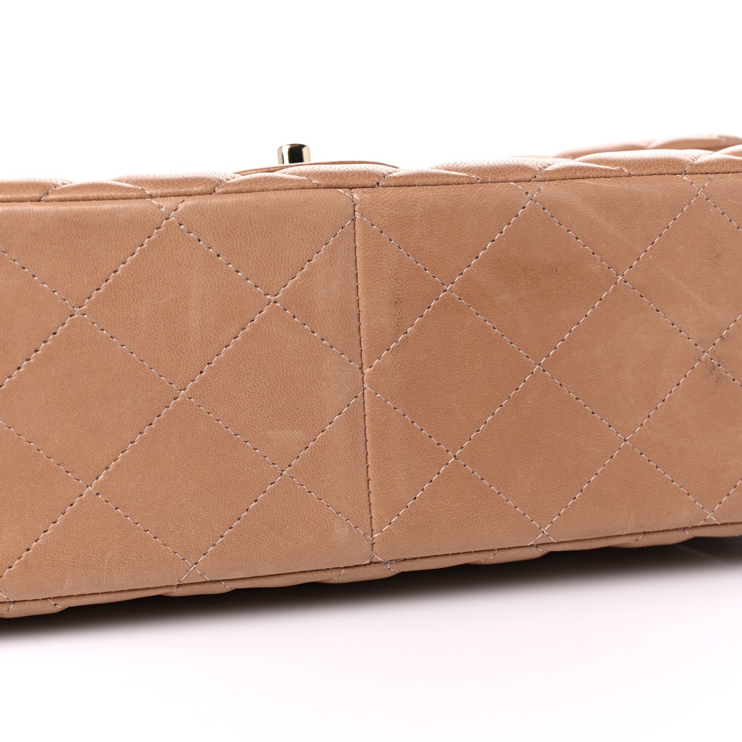Chanel Lambskin Quilted Jumbo Double Flap Dark Beige 17 of 18