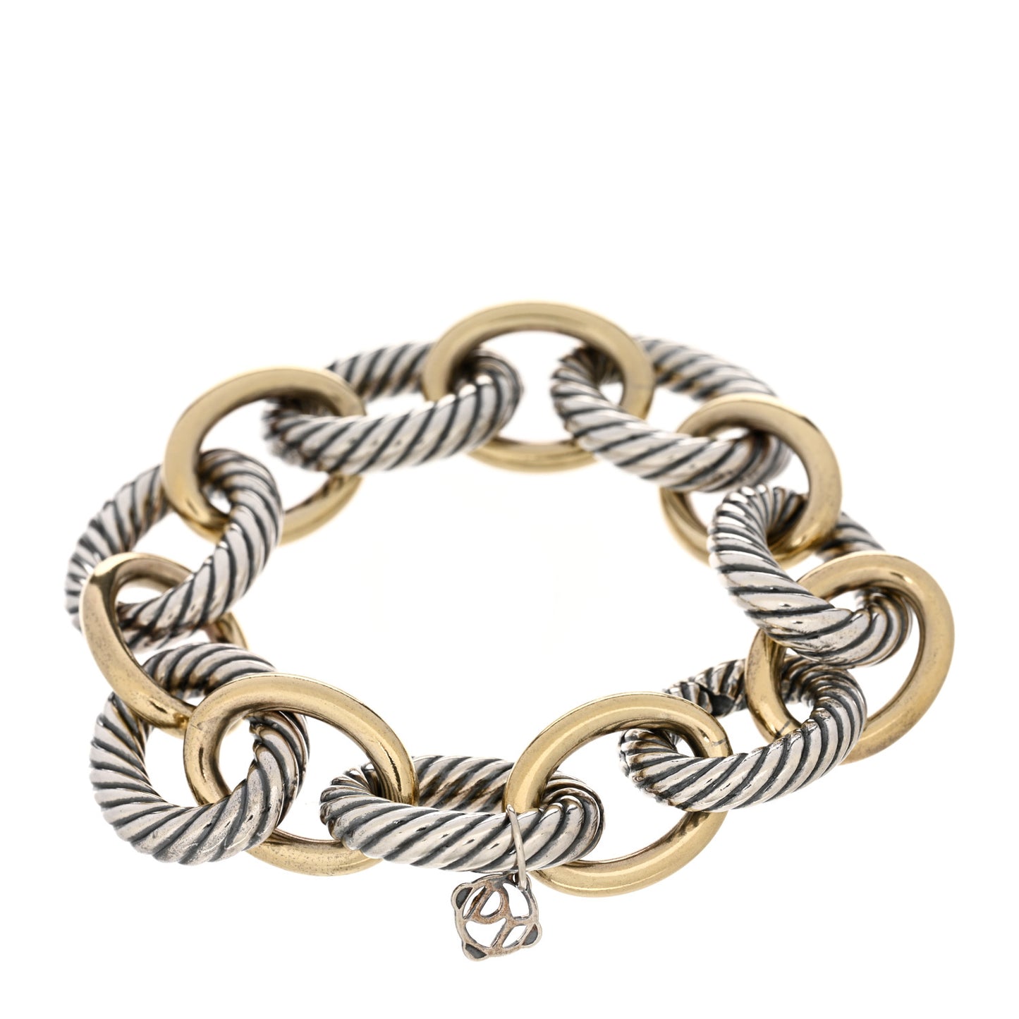 Sterling Silver 18K Yellow Gold 18mm Extra Large Oval Link Bracelet