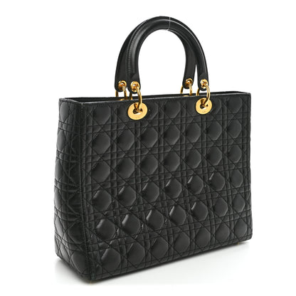 Christian Dior Lambskin Cannage Large Lady Dior Black Black 3 of 12