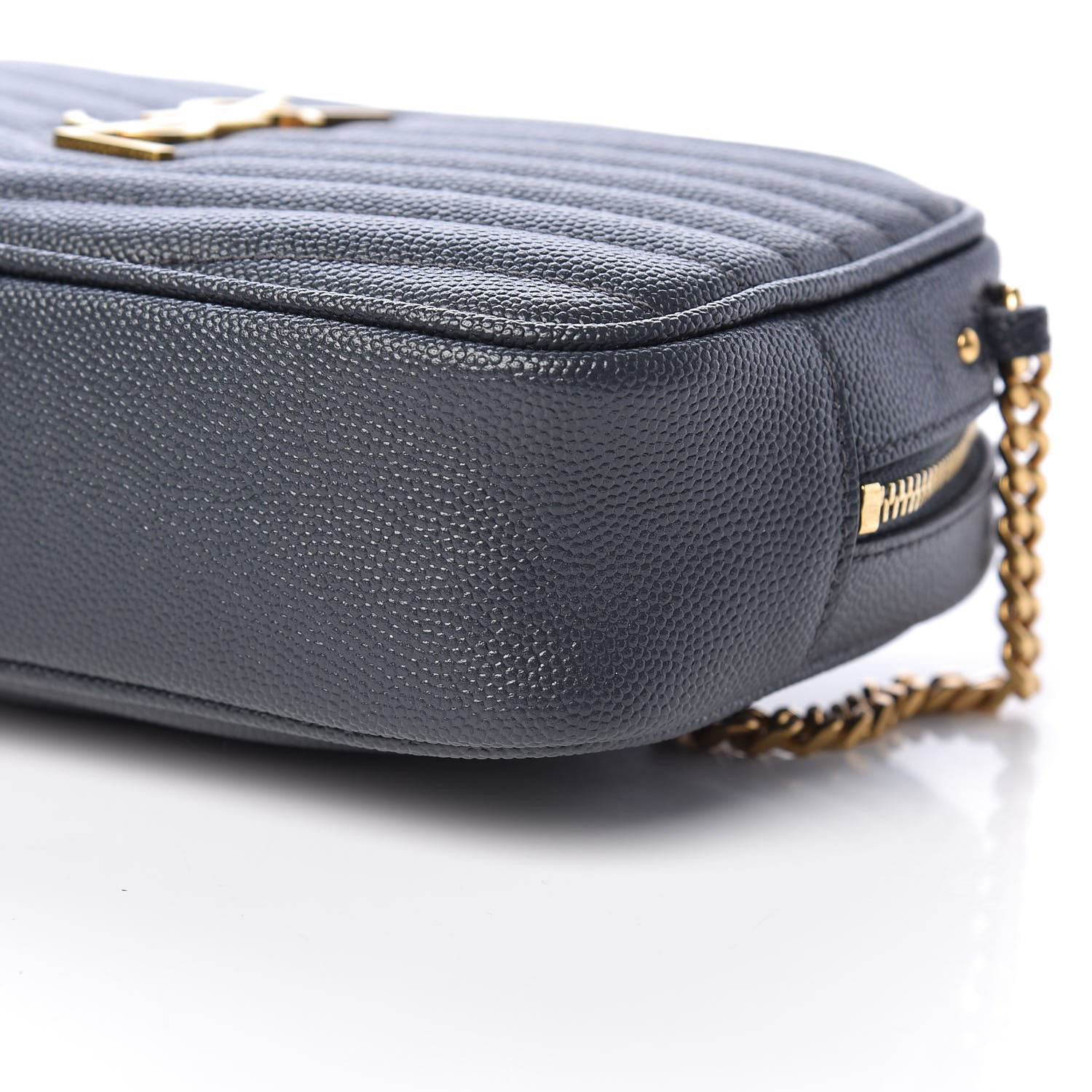 Saint Laurent Grain De Poudre Matelasse Monogram Mini Lou Camera Bag Dark Smog 10 of 11