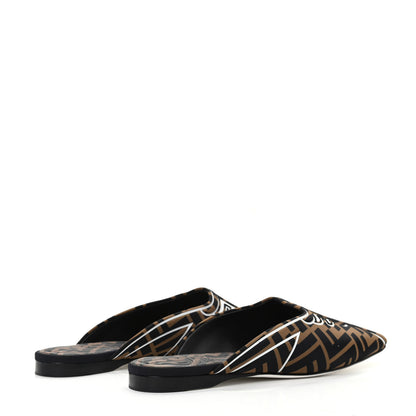 Fendi Lycra Film FF FFreedom Flat Mules 35.5 Tobacco Moro White 4 of 7