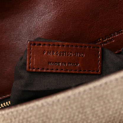 Saint Laurent Cotton Canvas Vintage Calfskin Monogram Medium Niki Chain Satchel Natural Chocolate 8 of 11