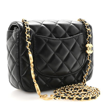 Chanel Lambskin Enamel Quilted Mini Coco Hearts Square Flap Black 3 of 11
