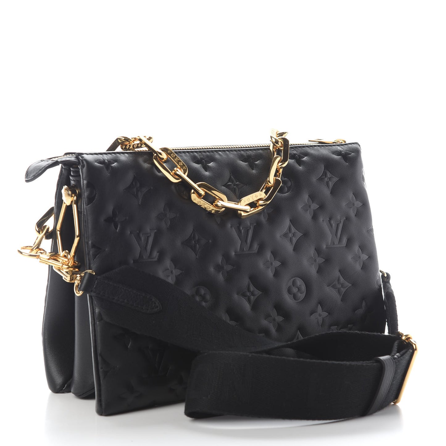 Lambskin Embossed Monogram Coussin PM Black