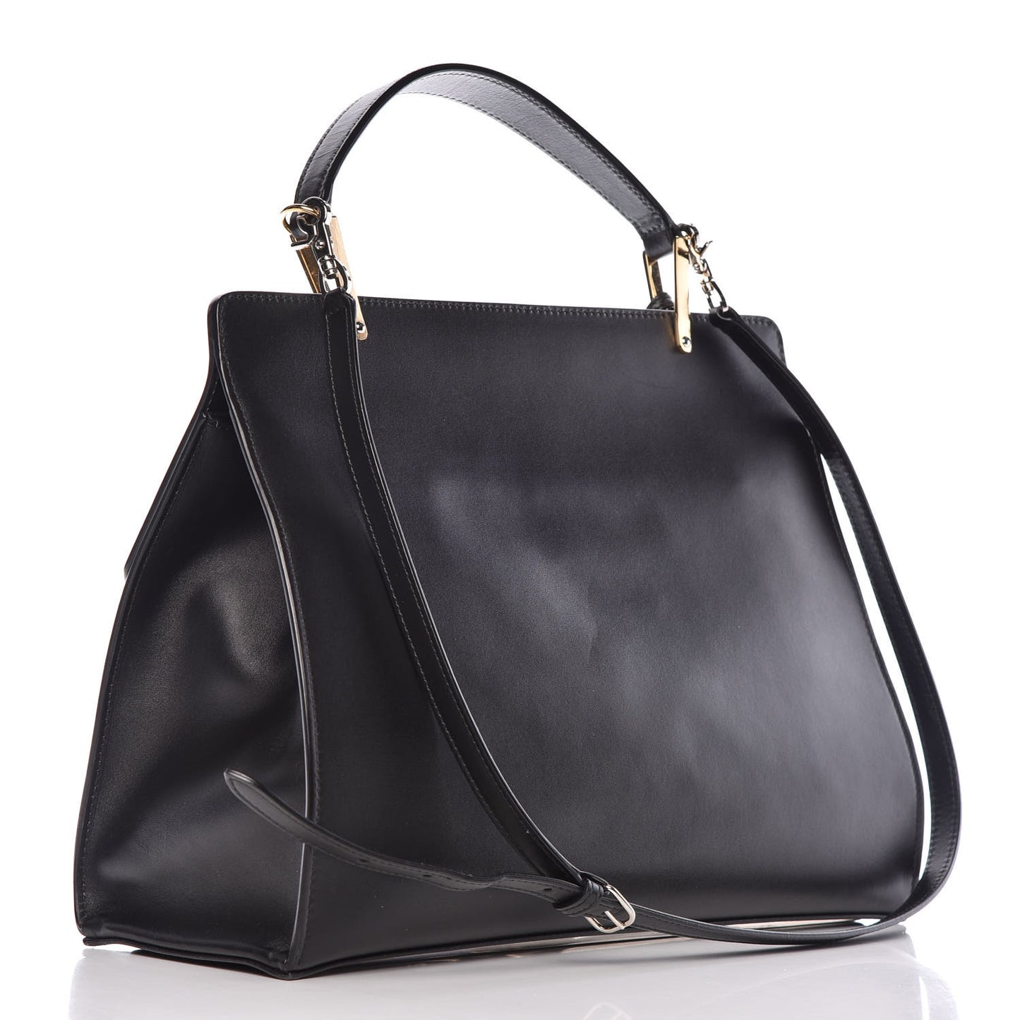 Calfskin Le Dix M Cartable Shoulder Bag Black