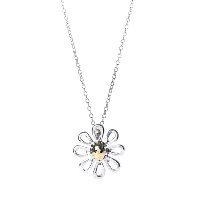 Tiffany Sterling Silver 18K Yellow Gold Daisy Pendant Necklace 4 of 7