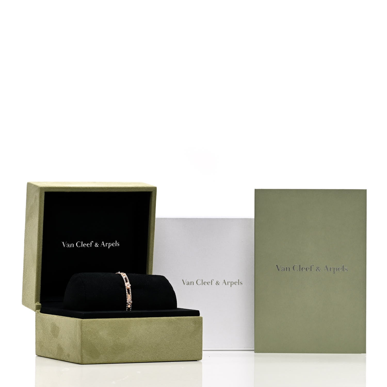 Van Cleef & Arpels 18K Rose Gold Diamond Perlee Sweet Clovers Bracelet S 4 of 4
