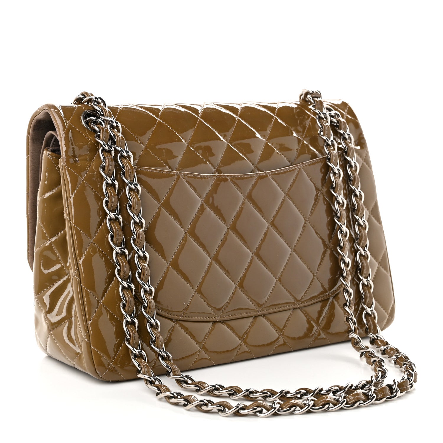 Chanel Patent Calfskin Quilted Jumbo Double Flap Grey 3 of 12