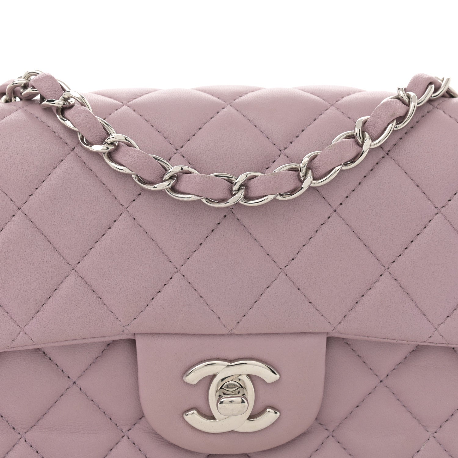 Chanel Lambskin Quilted Mini Rectangular Flap Light Purple 8 of 11