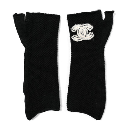 Chanel Wool Cashmere Knit Fingerless Gloves Black 1 of 3