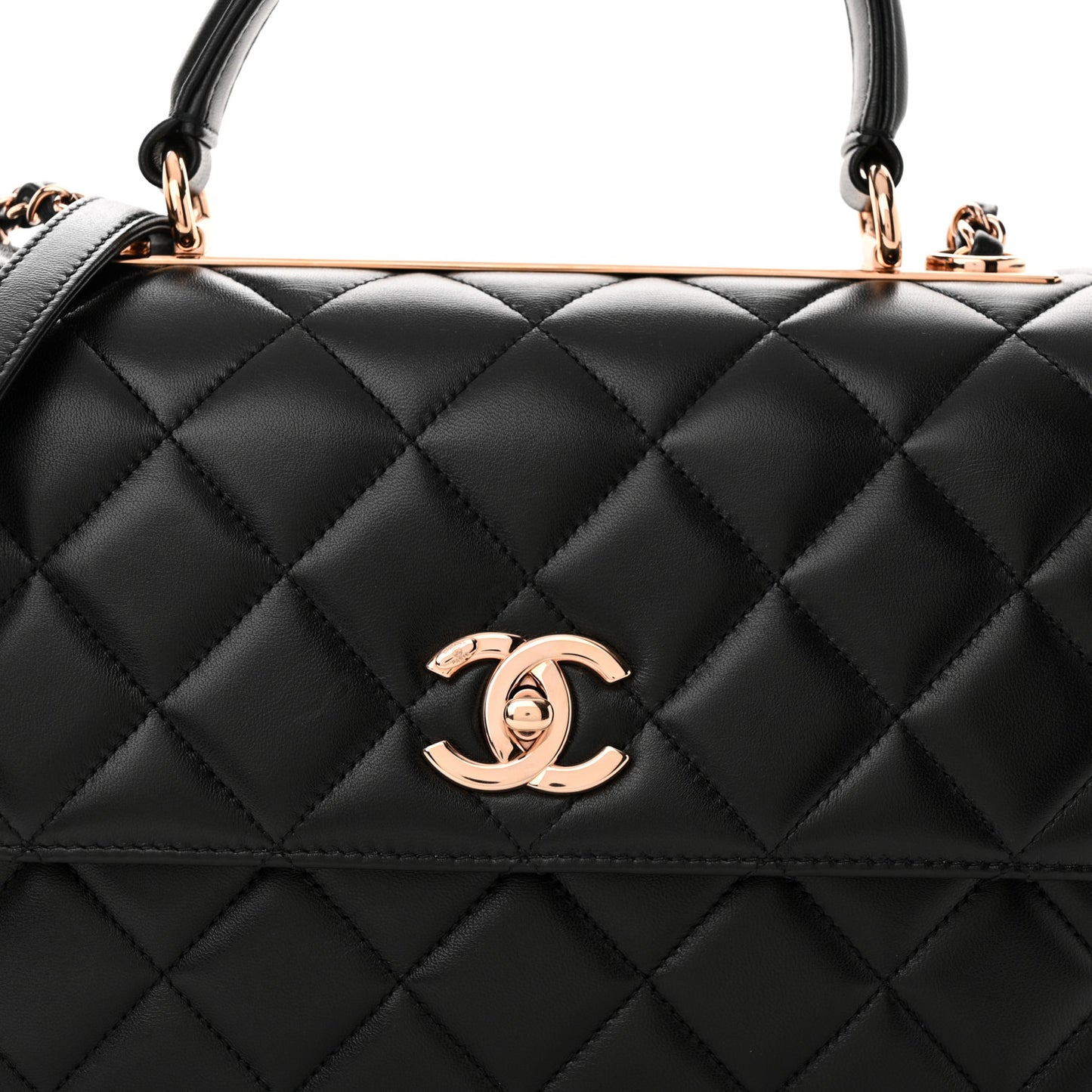Lambskin Quilted Medium Trendy CC Flap Dual Handle Bag Black