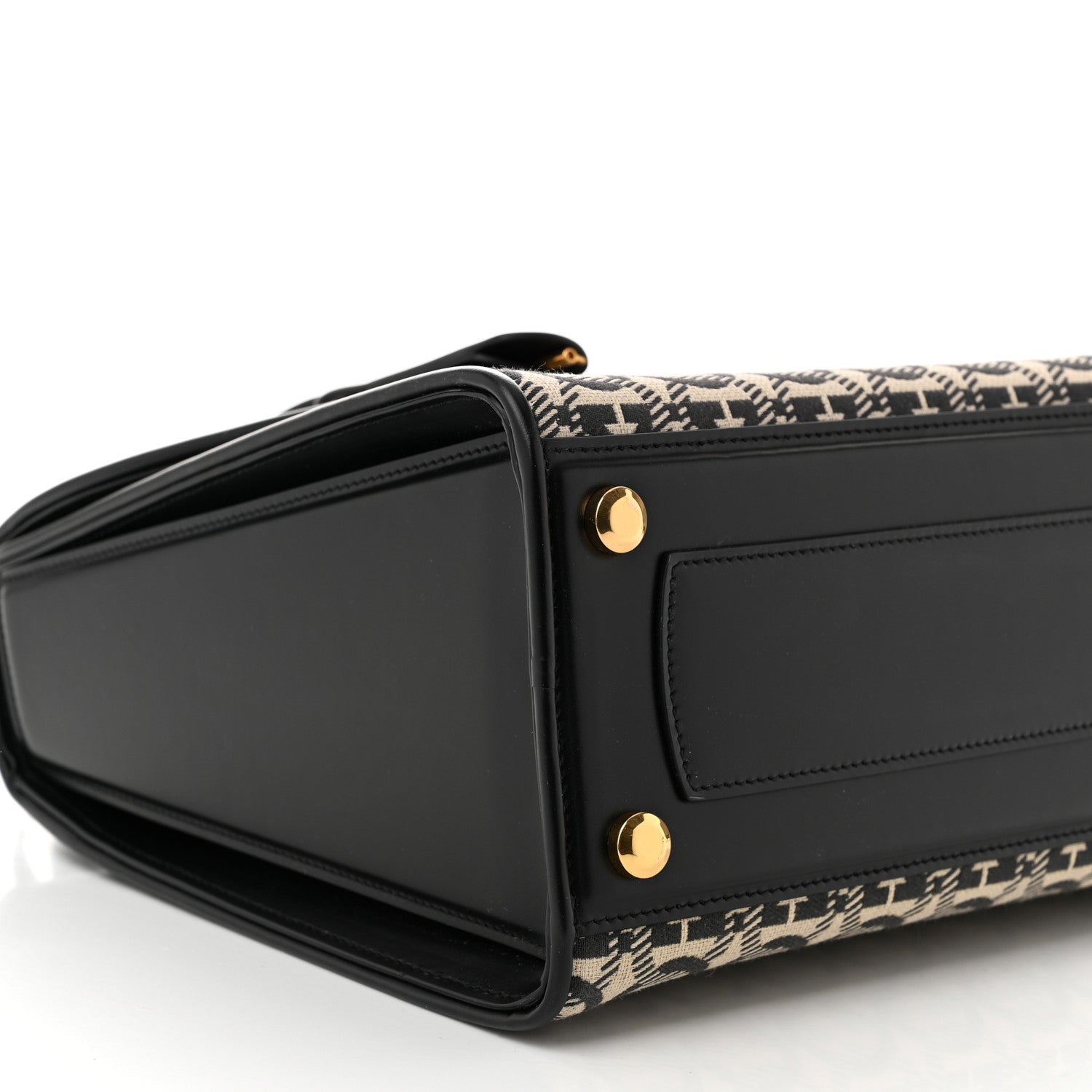 Salvatore Ferragamo Canvas Calfskin Gancini Medium Boxyz Black Beige 8 of 9