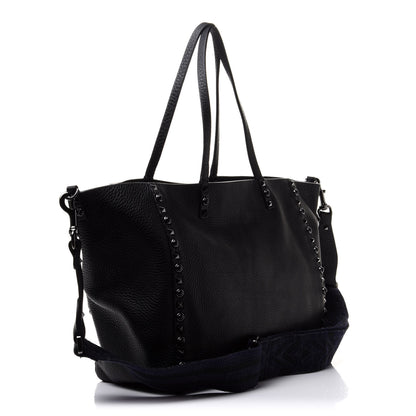 Valentino Garavani Grained Calfskin Medium Rolling Rockstud Reversible Tote Black 2 of 9