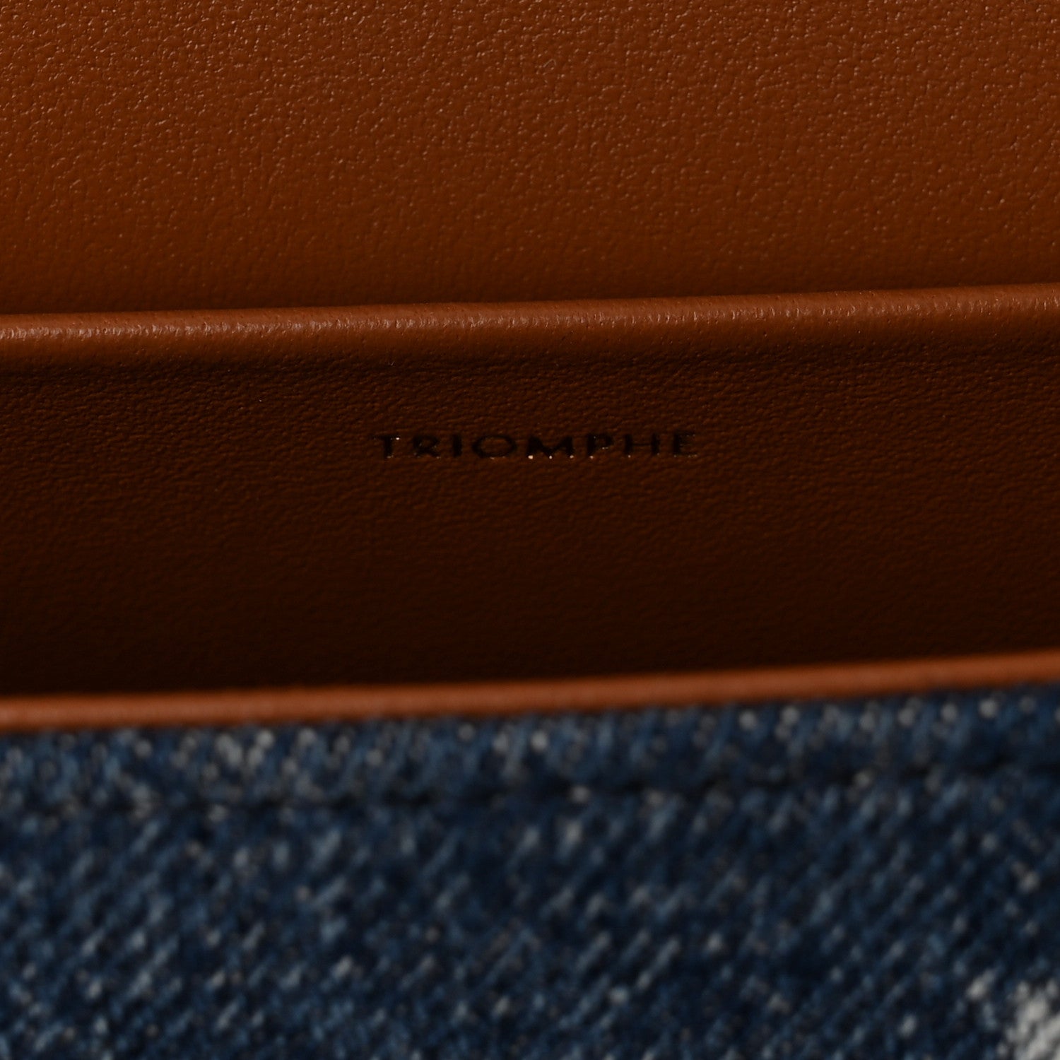Celine Denim Triomphe Chain Shoulder Bag Navy Tan 7 of 11