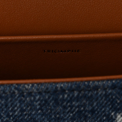 Celine Denim Triomphe Chain Shoulder Bag Navy Tan 7 of 11