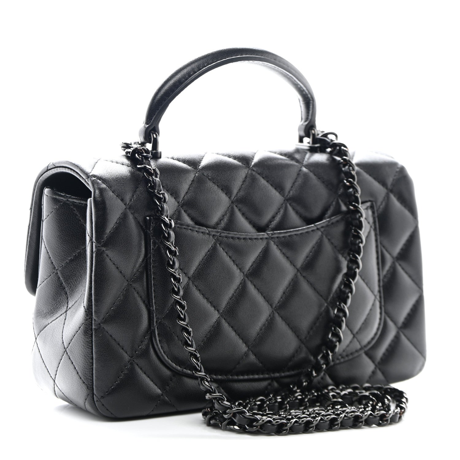 Chanel Lambskin Quilted Mini Top Handle Rectangular Flap So Black 3 of 11