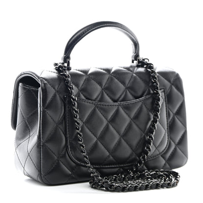 Chanel Lambskin Quilted Mini Top Handle Rectangular Flap So Black 3 of 11