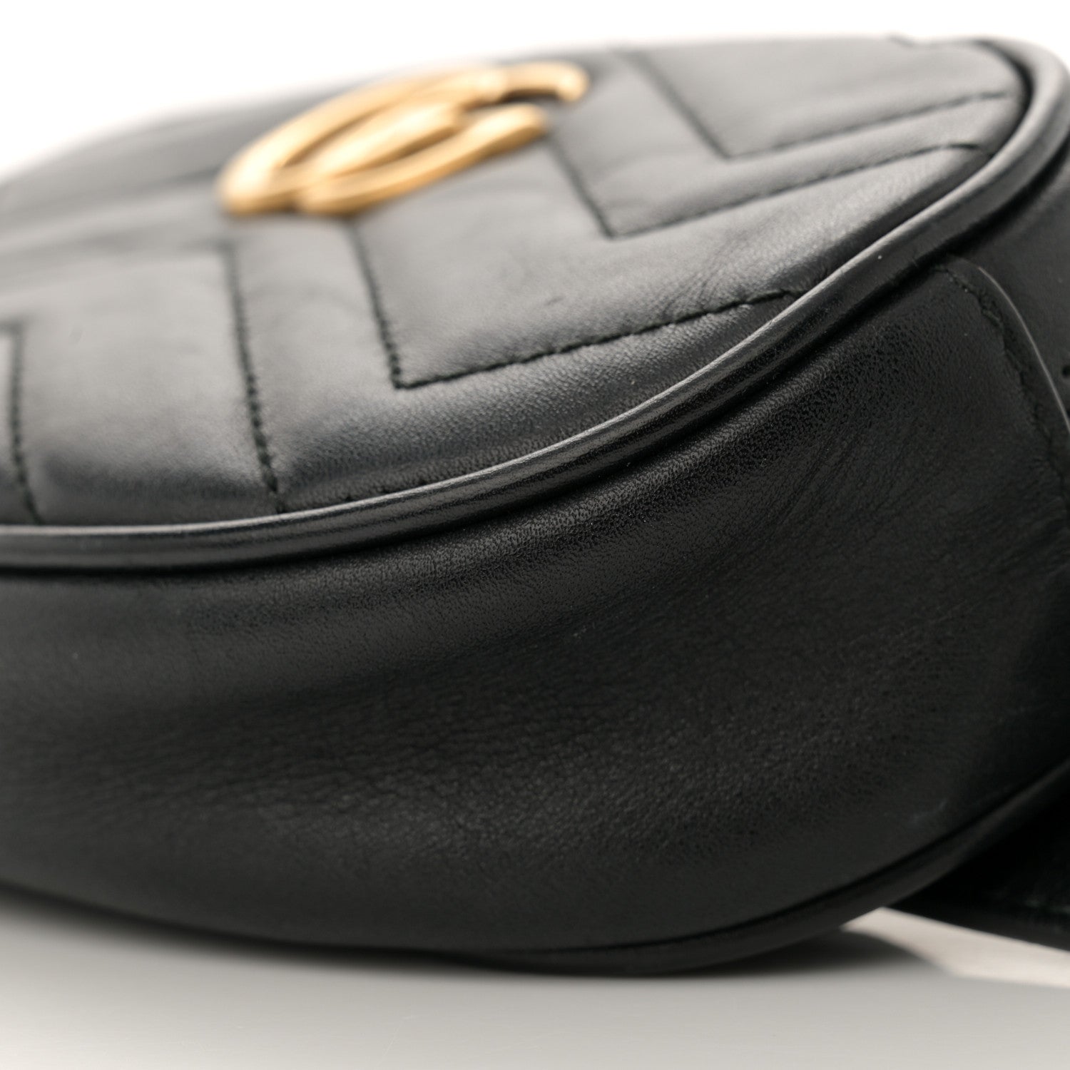 Gucci Calfskin Matelasse GG Marmont Belt Bag 85 34 Black 10 of 14