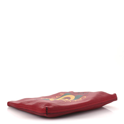 Gucci Pebbled Calfskin Medium Logo Portfolio Clutch Hibiscus Red 4 of 10